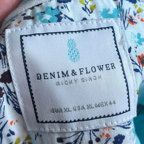 Denim & Flower Men’s Pineapple Pattern Button Up Shirt, Size XL - Picture 4 of 8